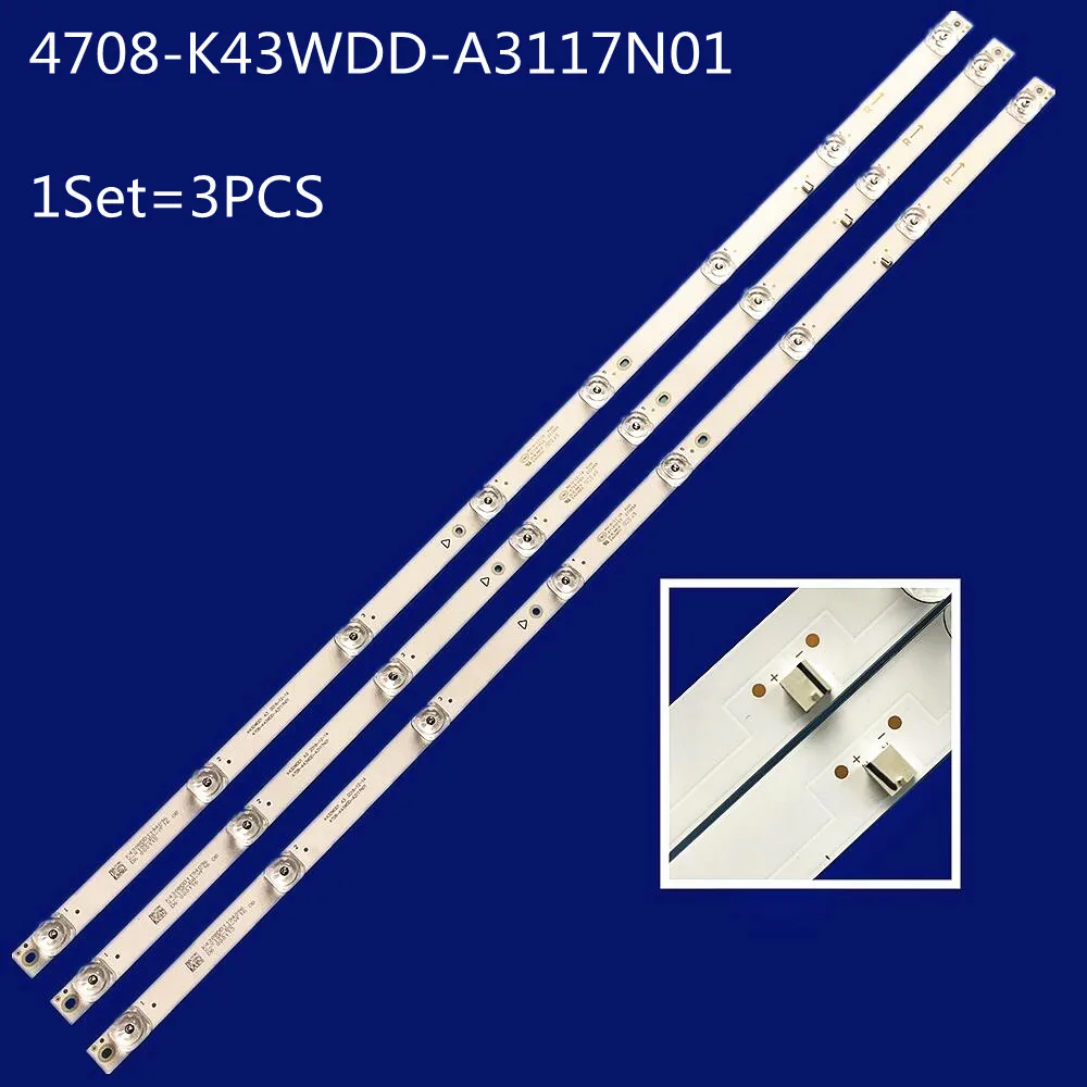 1Set=3PCS 770MM LED Backlight strip 8 leds For Philips 43‘’ TV K430WDD1 A3 4708-K43WDD-A3117N01 43LFA69K 43PFF5664/T3