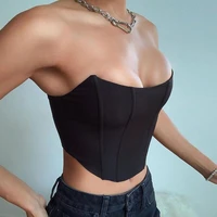 sexy bustiers corsets strapless off shoulder crop tops female underwear backless solid vest vocation street club ladies tank