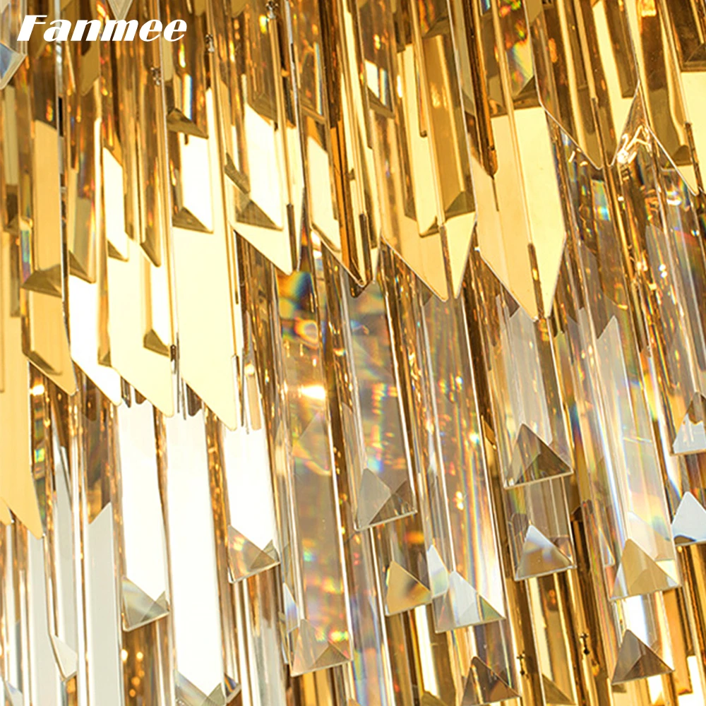 

Postmodern Luxury Crystal Chandelier Light LED Gold Frame Living Room Hanging Lamp Art Deco Indoor Dining Table Kitchen Island