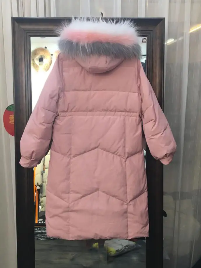 Grand rеel fourrure de rate laveur nouvelle veste d'hiver femmes manteau d'hiver femme canard doudoune femmes epais chaud Long vers le bas Parkas