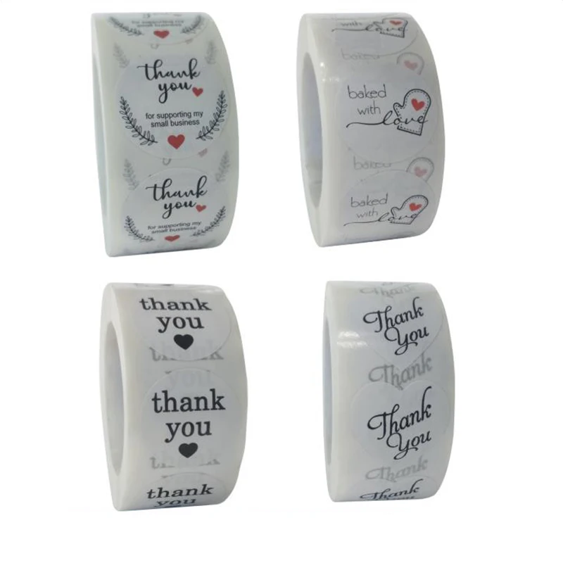 

500PCS Simple Style Thank You Stickers Labels White Paper Decoration Scrapbook Sealing Stationery Supplies Sticky Sticker