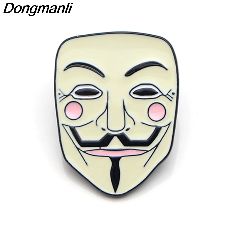P3562 Dongmanli V маска металлические эмалевые булавки и броши для модных лацканов