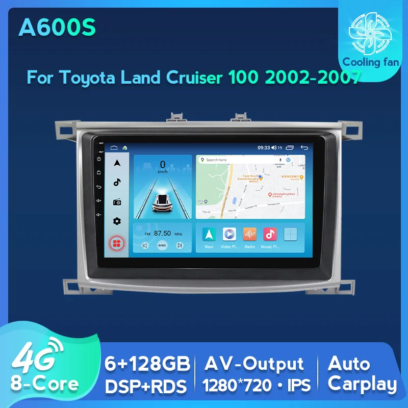 

Автомагнитола, 6 ГБ + 128 ГБ, Восьмиядерный процессор DSP, Android 11, для Toyota Land Cruiser 100, 2002-2007, мультимедийный видеоплеер, навигация, USB, GPS