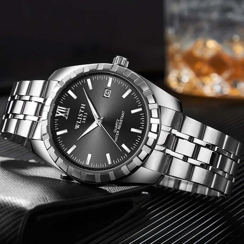 Часы для влюбленных стальной ремешок водонепроницаемые мужские Студенческие