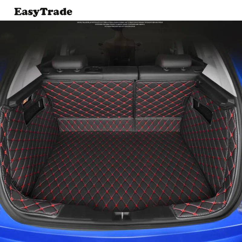 Black red Line Кожаные автомобильные коврики для багажника, подкладка, защита для ковров, товары для Skoda Kodiaq,,, аксессуары, все включено, Стайлинг автомобиля - Название цвета: Black red Line