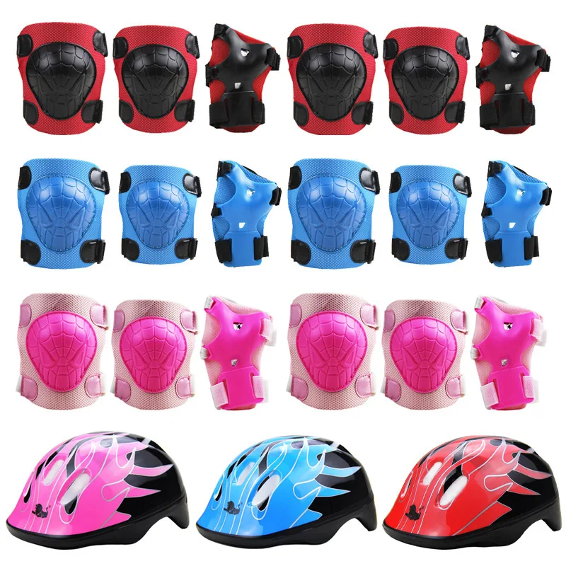 

Children's Roller Skater Helmet Bike Riding Skateboard Knee and Elbow Wrist Protectors 6-Piece Set Protective Gear Sport Ware