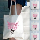 Сумки для покупок в стиле Харадзюку Y2K, тканевые сумки для продуктов, дизайнерские сумки из мешковины, многоразовые женские холщовые сумки, оптовая продажа, шоппер, шоппер