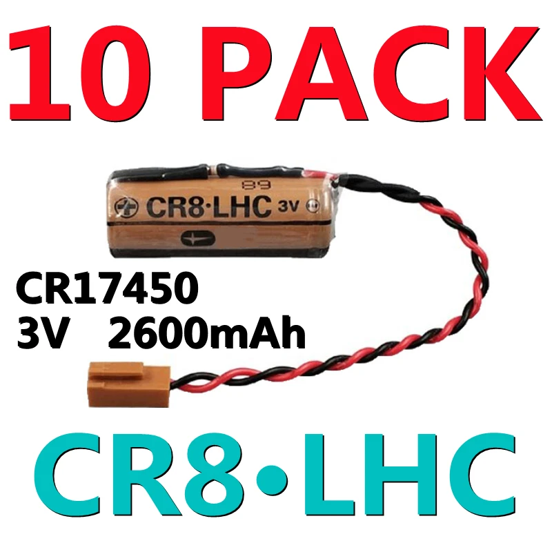 10 счетчиков электрической воды CR8.LHC, пожарная сигнализация, батарея CR8 LHC CR17450, литиевая батарея 3 в с коричневым разъемом