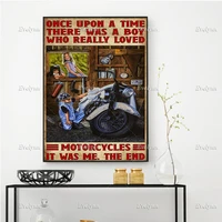 racer rider biker boy once upon a time there was a boy who really loved motorcycles poster home decor canvas floating frame