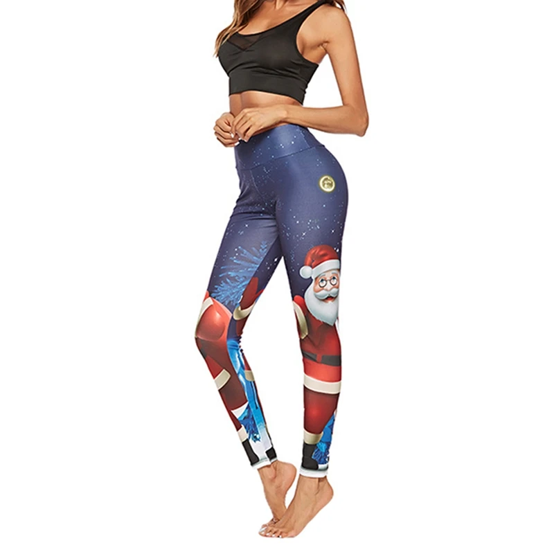 Лидер продаж длинные леггинсы шикарные женские рождественские с изображением