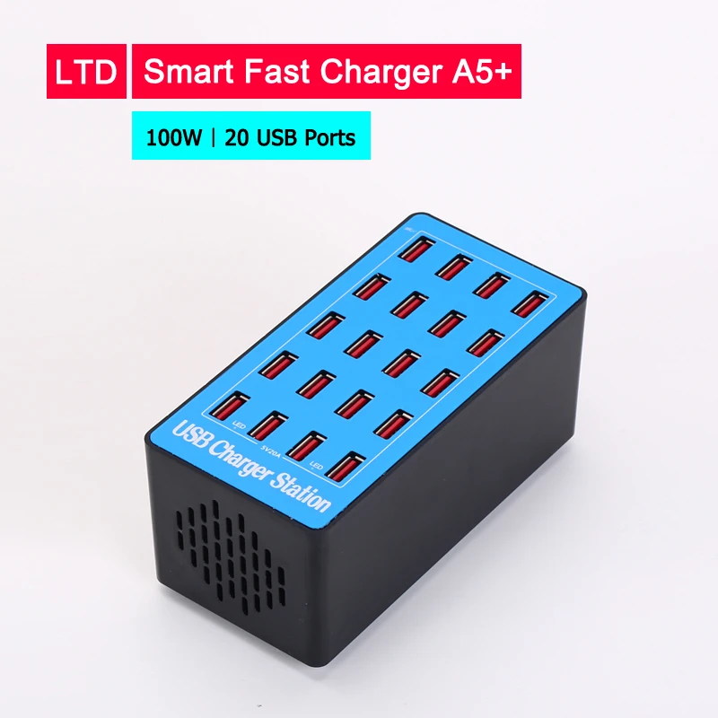 100 Вт быстрое зарядное устройство A5 + Qi 20 usb портов для Android IOS смартфонов Быстрая