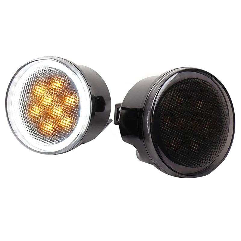 

Указатели поворота, белый гало, янтарсветодиодный светодиод, дымовая линза, передняя решетка, парковочные огни для 2007-2018 Jeep Wrangler JK