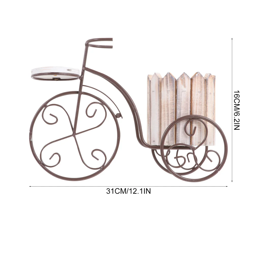 

Iron Bike Plant Stand Rustic Style Flower Pot Cart Holder Desktop Decoration