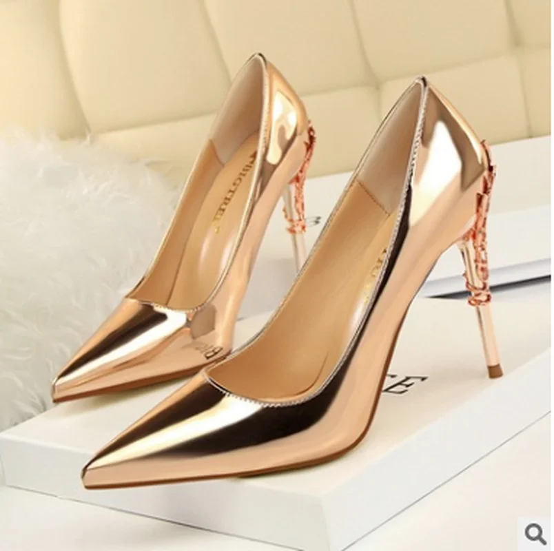 

Patent Leather Thin Heels Office Shoes Women Shallow Pumps Fashion High Heels Shoes Women Pointed Toe Sexy Shoes
