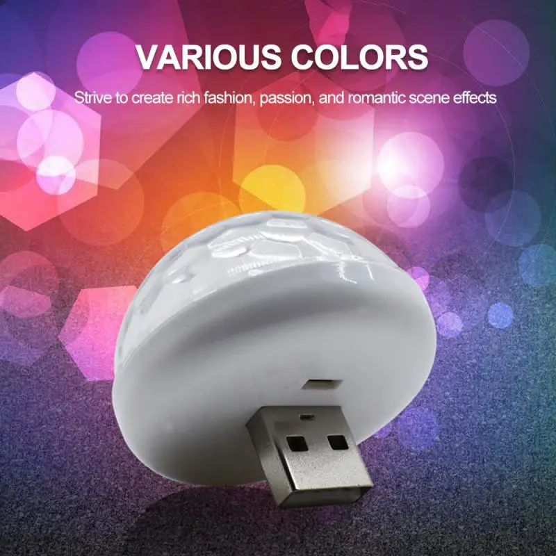 

new Mini USB Disco Light LED Party Lights Portable Crystal Magic Ball Colorful Effect Stage Lamp For Home Party Karaoke Car lamp
