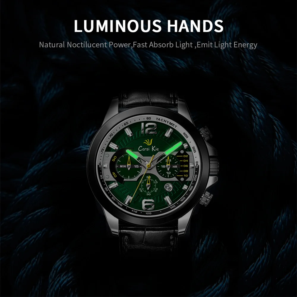 

2021 Carsikie Fashion Mens Watches Black Top Luxury Brand Silver Stainless Steel Waterproof Quartz Wrist Watch for Man