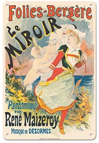 

Folies Bergère - The Mirror - Pantomime by Rene Maizeroy - Music Metal Tin Sign
