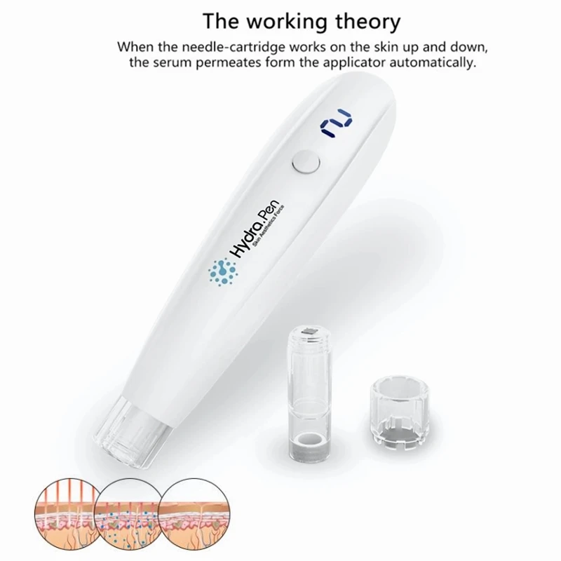 

Professional Microneedling Pen Wireless Hydra Pen H2 Hydrapen Hydra Roller Pen Automatic Serum Applicator with 2pcs Cartridges