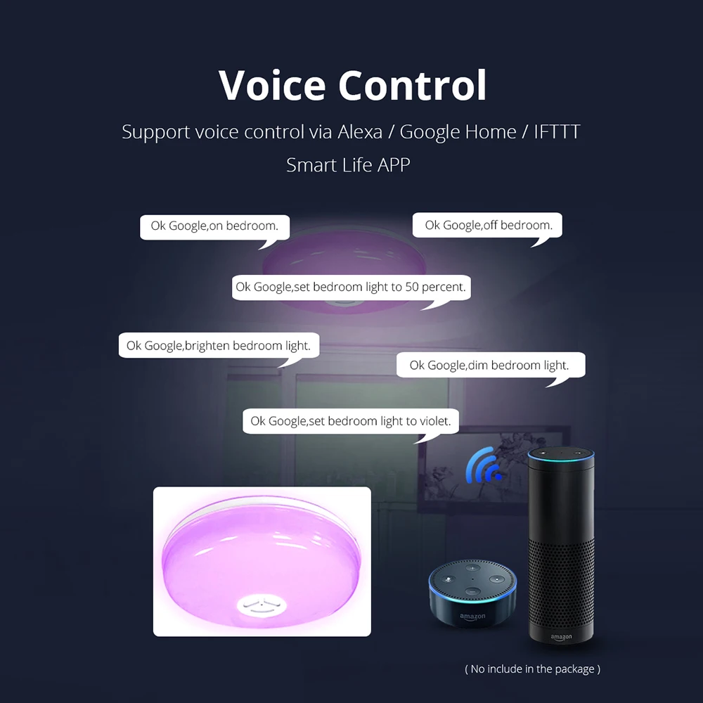 Zemismart RGBW потолочный светильник Smart Life TUYA APP Alexa Google Home с регулируемой яркостью