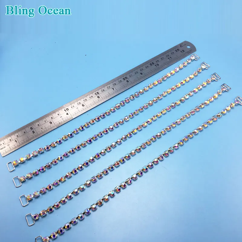 Длинное однорядное прямое серебряное и кристаллическое бикини в стиле swag задняя сторона| |