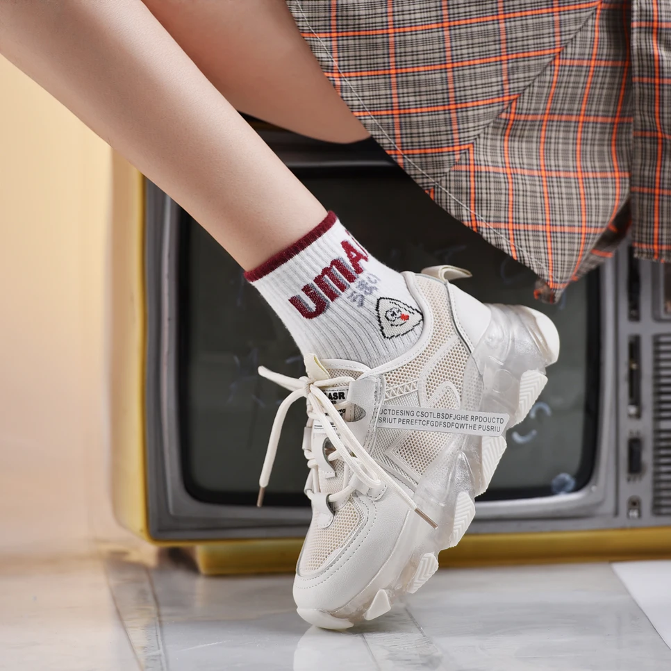 

Summer 2020 new thick bottom increased fashion wild sports casual shoes female tide mesh breathable jelly bottom old shoes X058