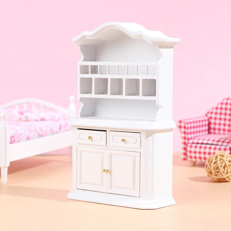 

1 pc Nature WoodWhite Dollhouse Miniature Furniture Cabinet Cupboard Showcase Display Shelf
