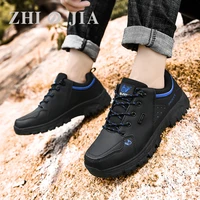 brand men casual black shoes snow boots leather sneakers warm mens boots outdoor hiking boots for man working shoes size 36 47