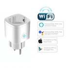 16A WiFi смарт-Разъем EU адаптер Беспроводной пульт дистанционного управления голосовой Управление Мощность с контролем энергии на выходе таймер разъем для Alexa Google Home