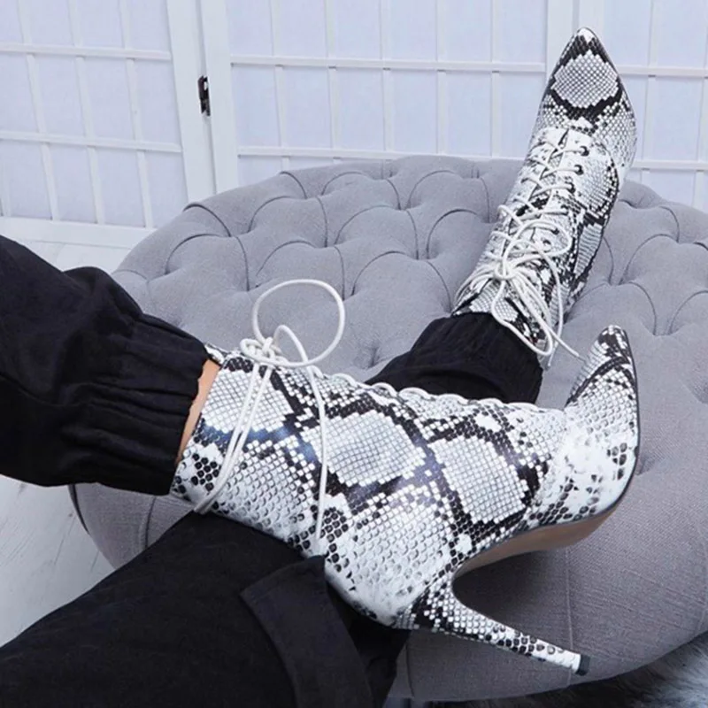 Женские ботильоны 11 5 см сапоги на высоком каблуке шпильке со шнуровкой ботинки