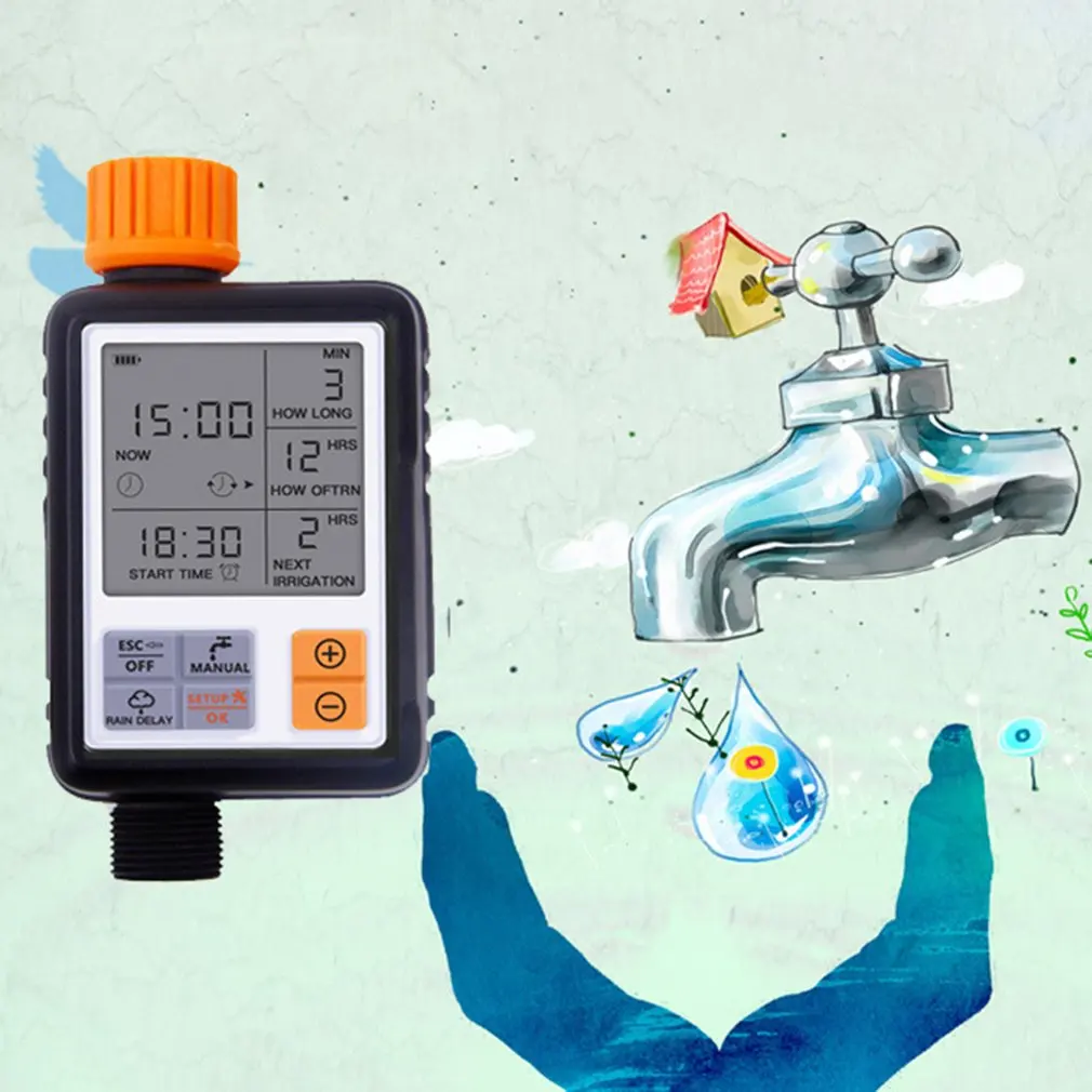 

Automatic Programmable Digital Water Timer Large Screen Waterproof For Lawn Watering System Built-in Battery Irrigation Timer