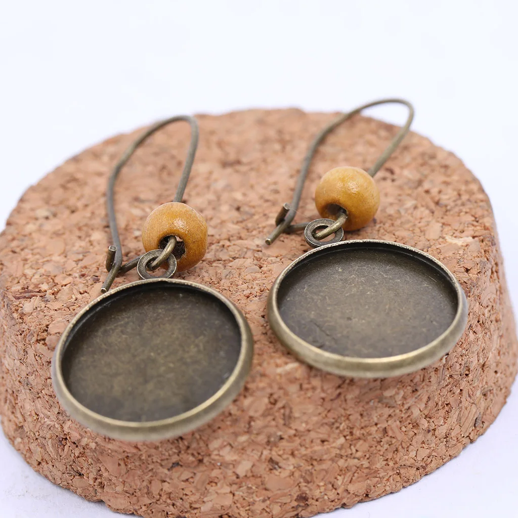 10 шт. античная бронза 18 мм круглый кабошон серьга мотаться База Установка