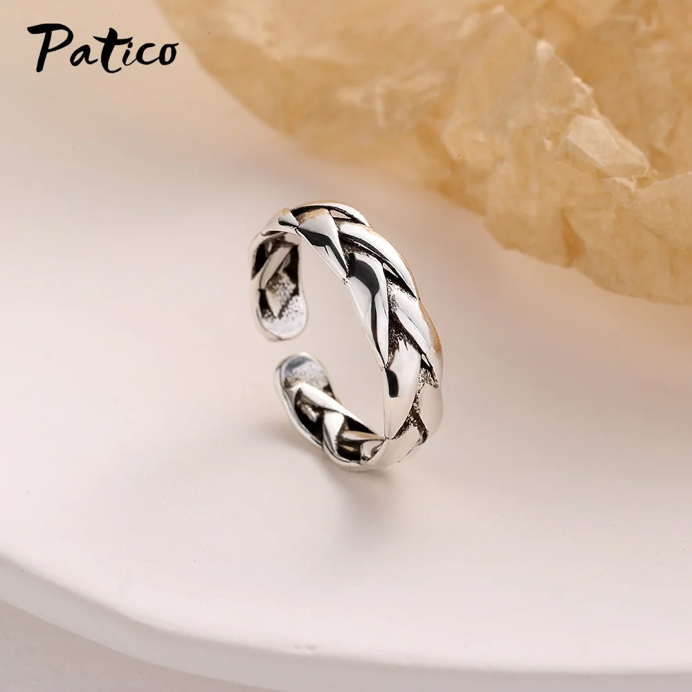 

Korean Trend Women 925 Sterling Silver Retro Letter Rings Temperament Smile Sweet Opening Bagues Pour Femme Fine Polish Jewelry