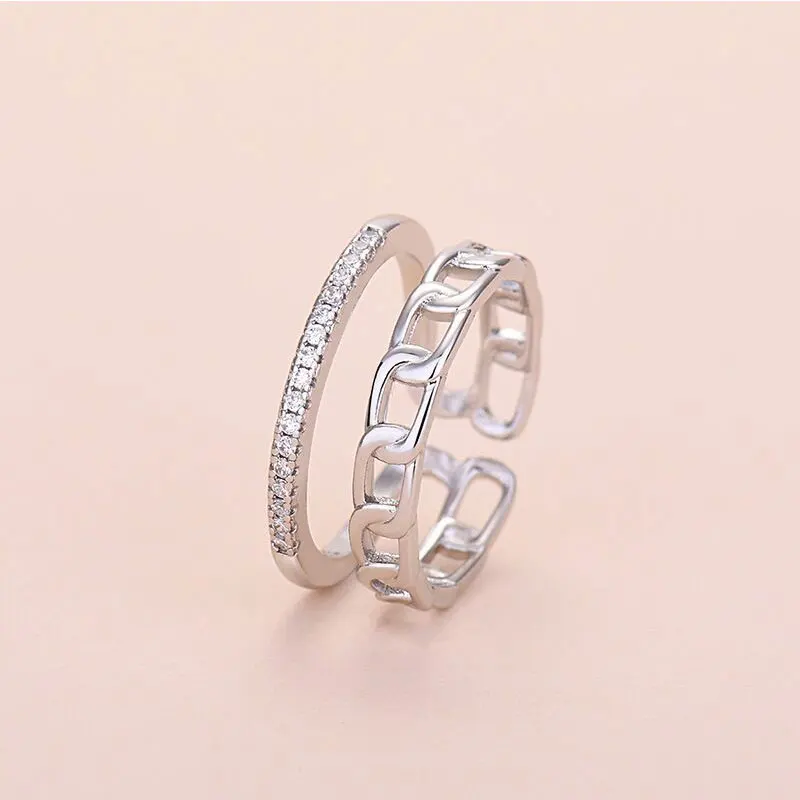 

KOUDOUN Adjustable Rings Golden Zircon Women Girls Bride Jewelry Elegant Rings Female Wedding Jewelry 2021 New Shine Ring