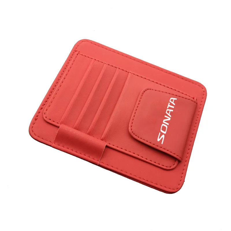 Pu Leather Visor Card Storage Sun Organizer Tool Pouch Bag Pen Glasses Holder For Hyundai Sonata | Автомобили и мотоциклы