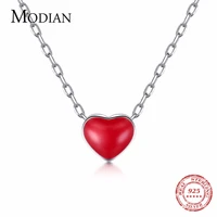 modian hot sale 100 925 sterling silver red heart delicate pendant necklace fashion style necklace charms for women jewelry