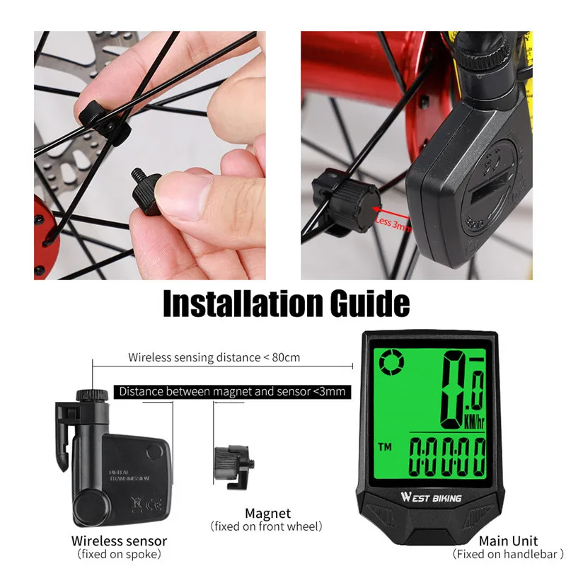 

Waterproof Bicycle Computer Wireless MTB Bike Cycling Odometer Stopwatch Speedometer Watch Digital Rate Speedometer Odometer