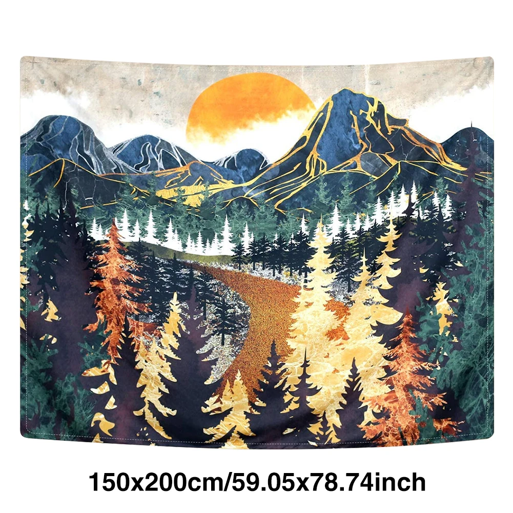

Home Decor Office Mountain Sunset Forest Trees Soft Hanging Bedroom Backdrop Wall Tapestry Art Nature Landscape Polyester Dorm