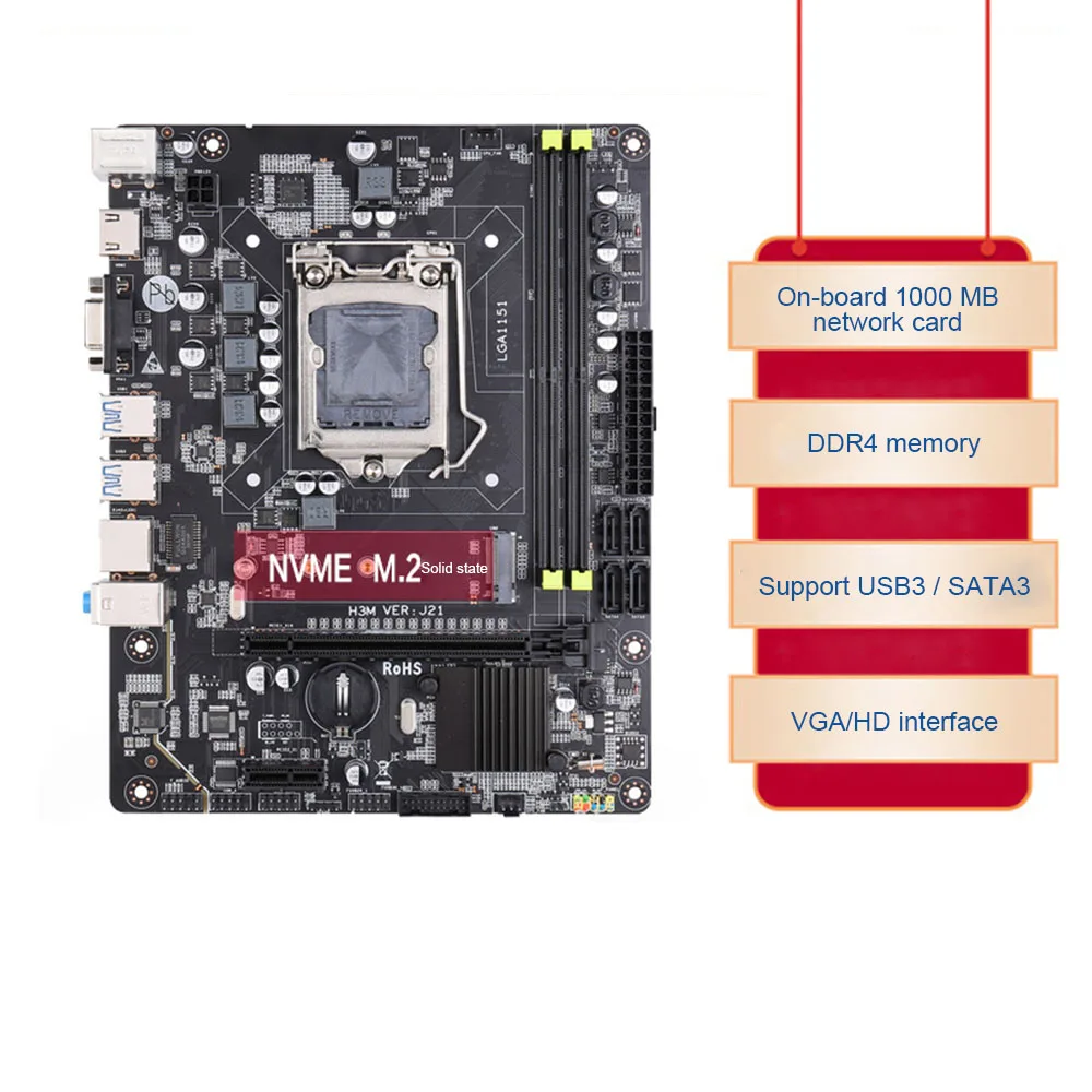 

Computer Motherboard M-ATX DDR4 RAM Memory USB 3.1 SATA 3.0 Slot Gigabit Ethernet Desktop Mainboard for LGA 1151 I3 I5 I7 CPU