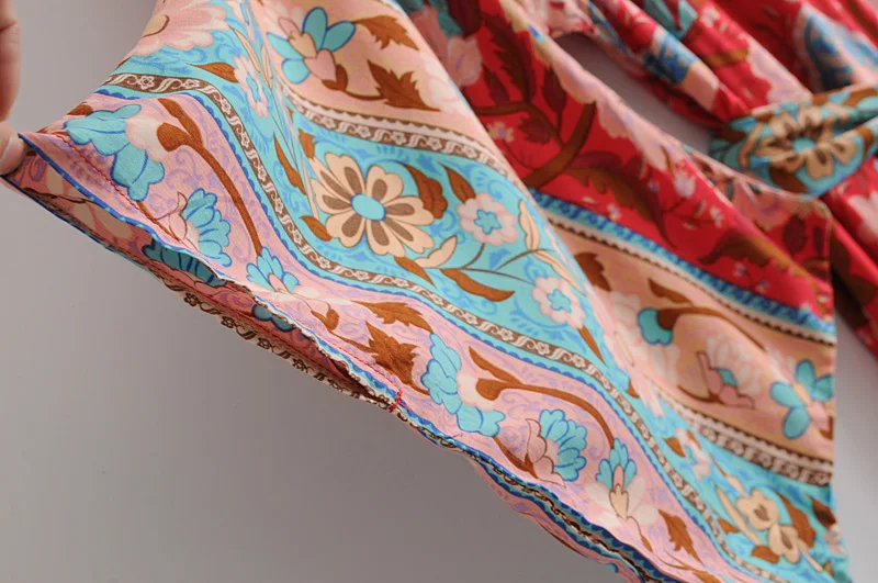 Женское пляжное платье кимоно Boho Queens красное с цветочным принтом и рукавом