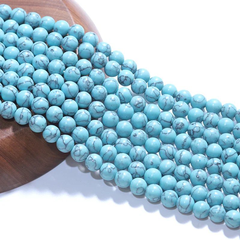 

Natural Light Blue Synthesis Turquoises Stone Round Beads Loose Beads Wholesale for Jewelry Making DIY