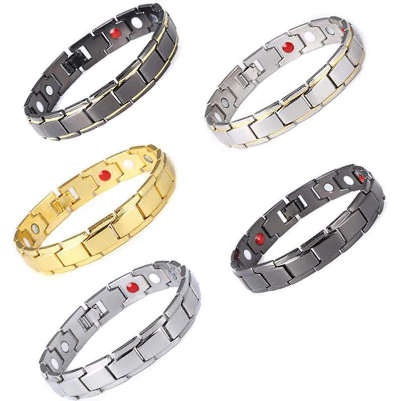 

500PCS Male Bracelets Stainless Steel Bangles Energy Balance Chain Link Germanium Magnetic Bracelets For Men Health Care Jewelry