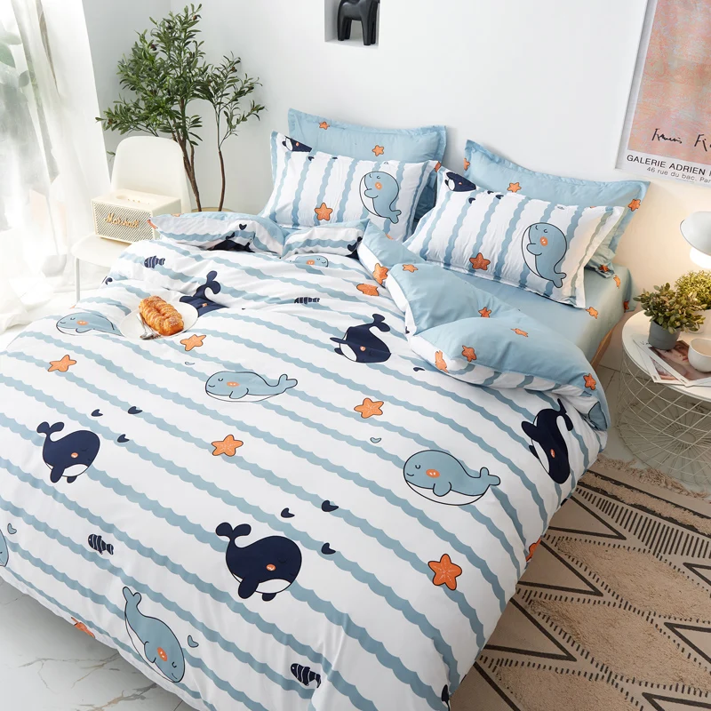 

CHICIEVE 1 Printing Bleu Sea Fishes Beautiful Bedding Set High Quality Popular Perfectly Wonderful Quilt Cover Pillowcases Cheap