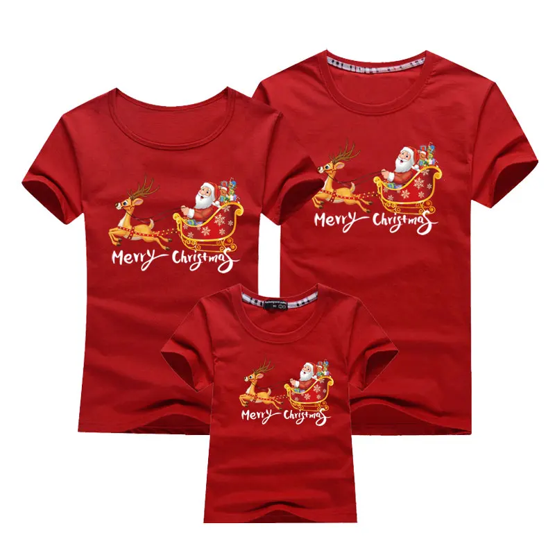 Рождественская футболка для мамы и папы Футболка с принтом оленя всей семьи