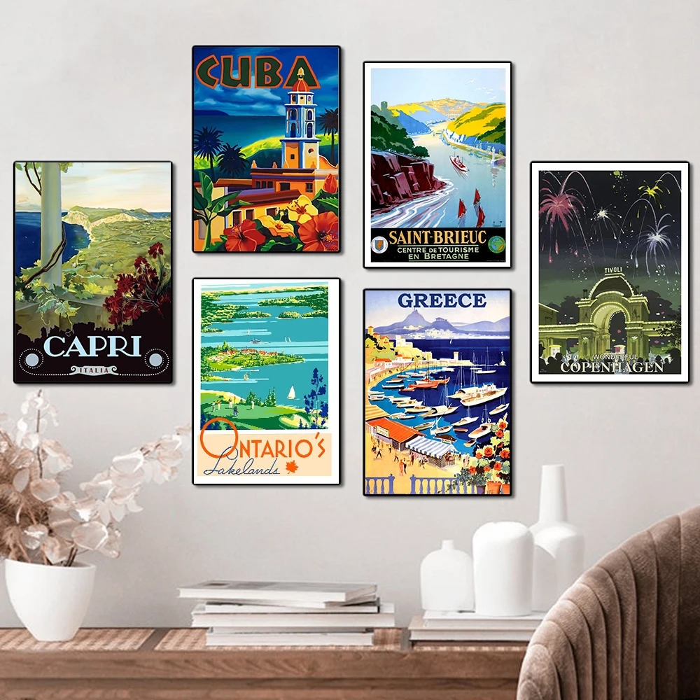 Винтажный постер в скандинавском стиле для путешествий Италия Капри Куба