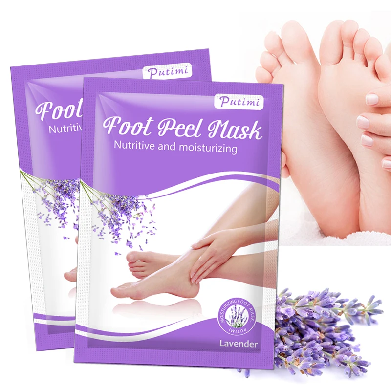 

PUTIMI 3Pair Lavender Foot Mask Remove Dead Skin Whitening Moisturizing Foot Mask Patch Exfoliating Foot Care Pedicure Socks