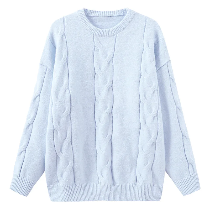 Thick Sweater Women's Soft Milk Blue Japanese Fashion Autumn and Winter 2020 Loose Knit Pullover Sweaters for Women