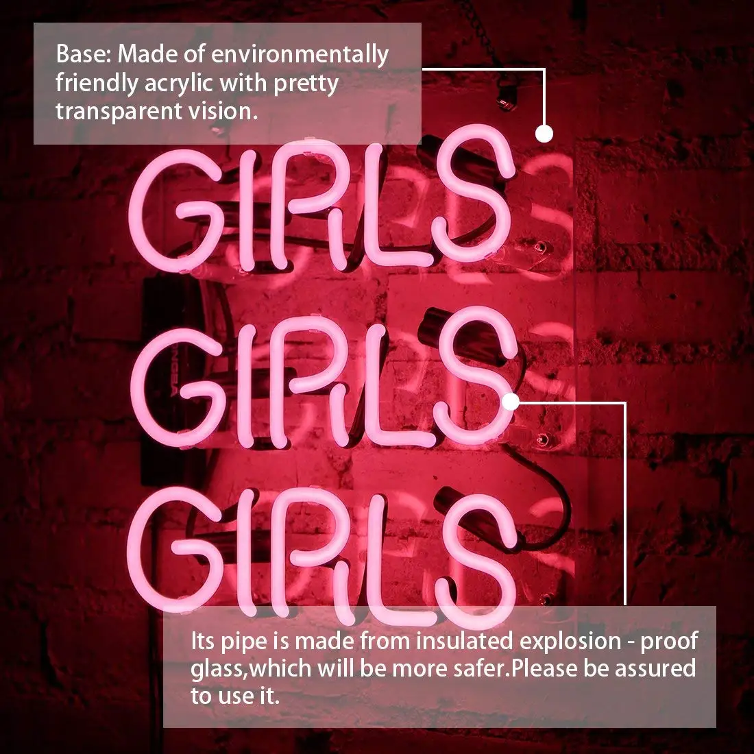 

Pink Girls LED Neon Sign Light Bar Pub Club Wall Decor LED Tube Visual Artwork Party Decoration Neon Lamp Home Decor Night Light