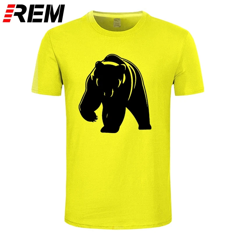 Футболка REM с изображением медведя гризли Мужская футболка животных топы