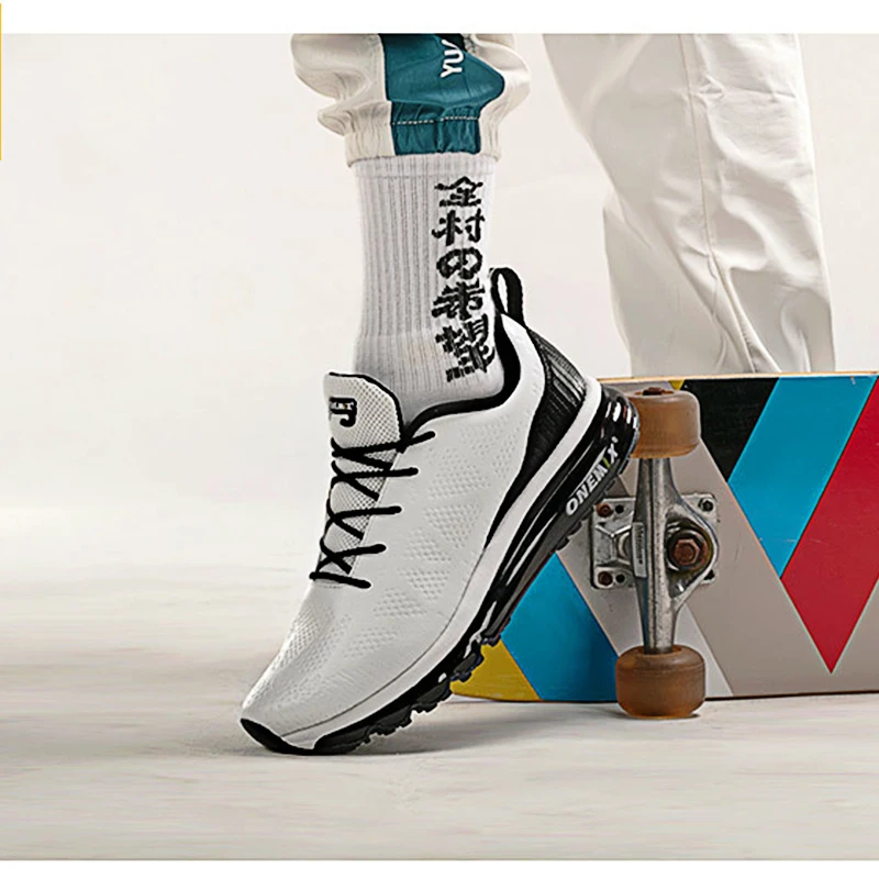 ONEMIX Men Running Shoes Waterproof Leather Outdoor Sports Shoes Shock Absorption Air Cushion Male Walking Sneakers Size EU39-47