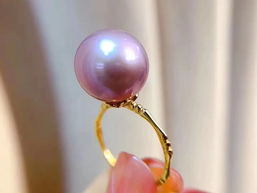 Женские кольца с натуральным жемчугом Эдисона D109 фиолетовые жемчужные